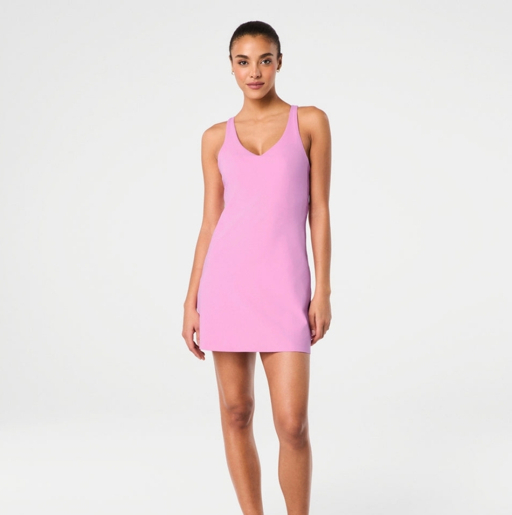 NWT Spanx Get Moving V- Neck Dress In Petunia